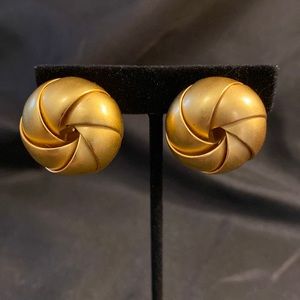 Anne Klein Brushed Gold Clip Earrings